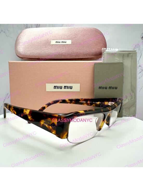 NEW MIU MIU Sunglasses Honey Havana Brown Vedette Clear Blue Light Lens main image 11